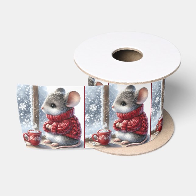 Weihnachtsmäuse mit heißem Kakao Satinband (Spule)