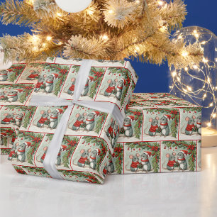 Weihnachtsmäuse mit Holly und Mistletoe Geschenkpapier