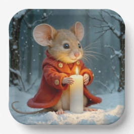 Weihnachtsmäuse mit Kerze Pappteller
