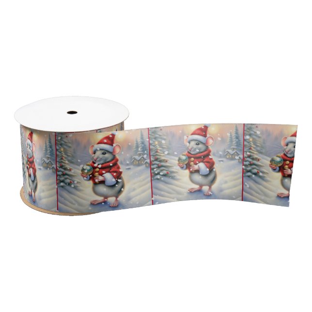 Weihnachtsmäuse mit Ornament Satinband (Spule)