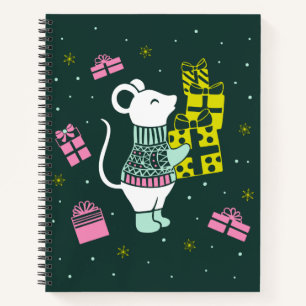 Weihnachtsmäuse mit Präsentation Illustration Notizbuch