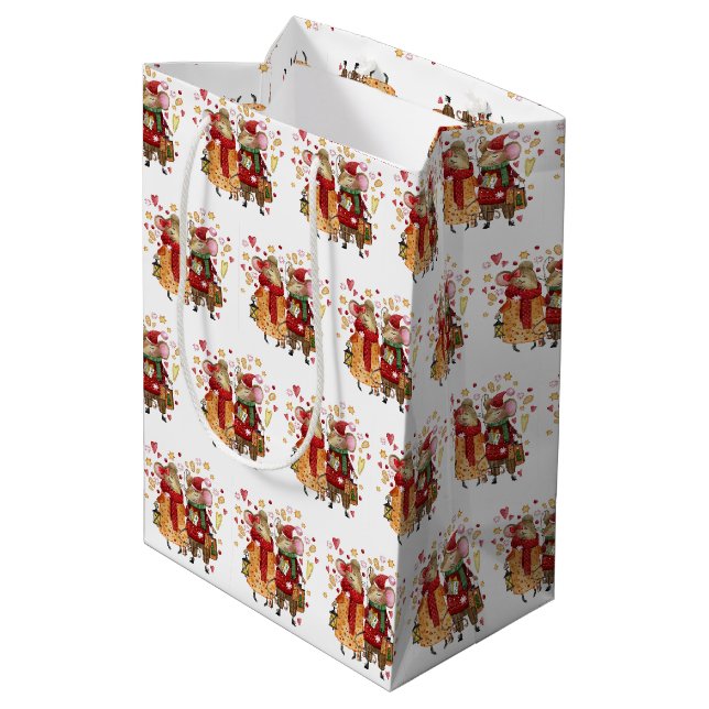 Weihnachtsmäuse Mittlere Geschenktüte (Rückseite Schrägansicht)
