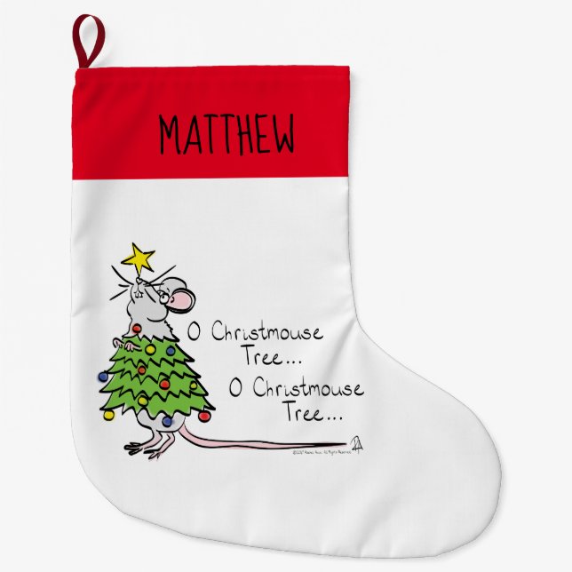 Weihnachtsmäuse Niedlich Funny Holiday Großer Weihnachtsstrumpf (Vorderseite)