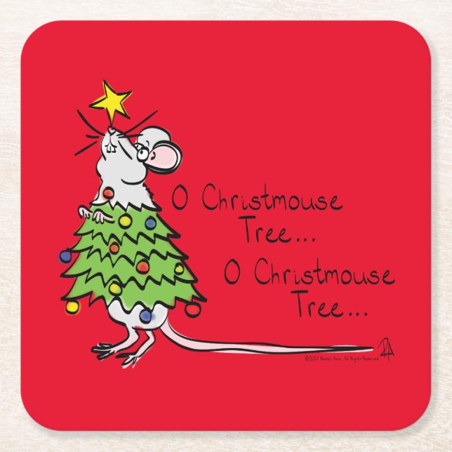 Weihnachtsmäuse Niedlich Funny Holiday Rechteckiger Pappuntersetzer (Vorderseite)