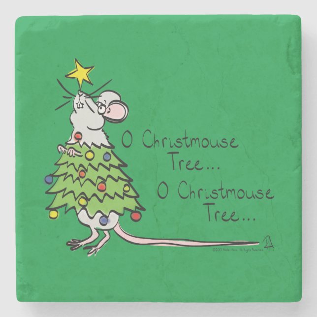 Weihnachtsmäuse Niedlich Funny Holiday Steinuntersetzer (Vorderseite)