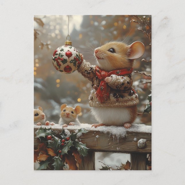 Weihnachtsmäuse Postkarte (Vorderseite)