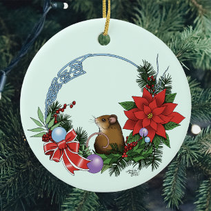Weihnachtsmäuse Wreath Keramik Ornament