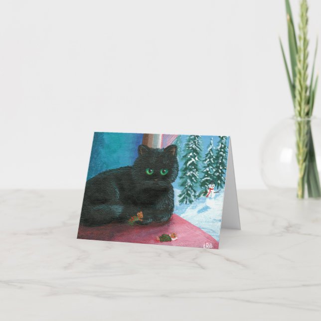 WeihnachtsmäuseSchneemann-Katzen Creationarts Feiertagskarte (Vorderseite)