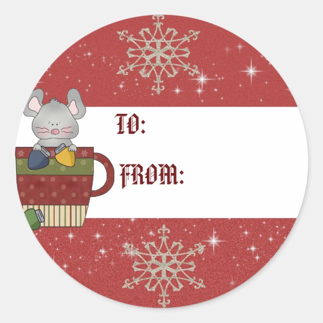 Weihnachtsmausetag Runder Aufkleber (Vorderseite)