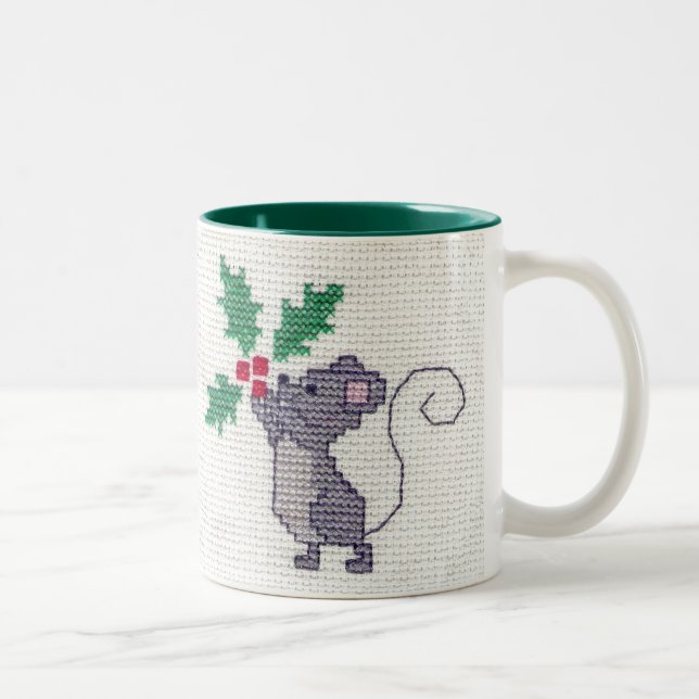 WeihnachtsmäuseTasse Zweifarbige Tasse (Rechts)