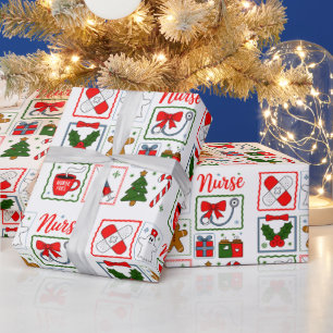 Weihnachtsmedizinerin mit Stethoskop Weihnachtskra Geschenkpapier