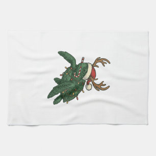 Weihnachtsmeeresschildkröte Rentier Vintage-Stich  Geschirrtuch