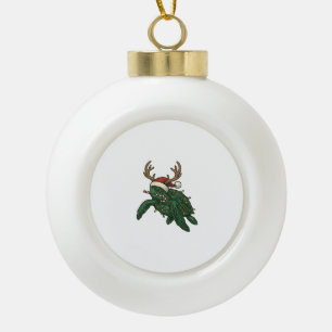 Weihnachtsmeeresschildkröte Rentier Vintage-Stich Keramik Kugel-Ornament