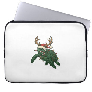 Weihnachtsmeeresschildkröte Rentier Vintage-Stich  Laptopschutzhülle