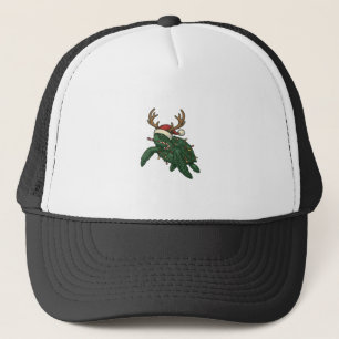 Weihnachtsmeeresschildkröte Rentier Vintage-Stich Truckerkappe
