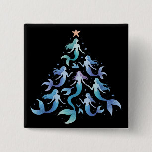 Weihnachtsmeerjungfrau Baum Mädchen Sommerferien X Button