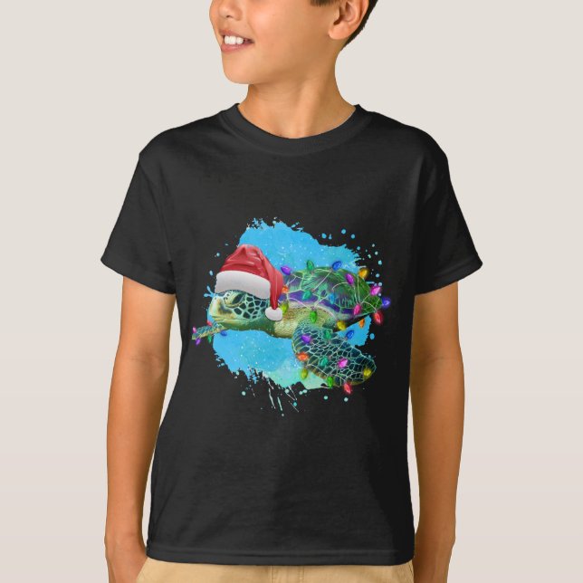 Weihnachtsmeerschildkröte mit Weihnachtsmannmütze  T-Shirt (Vorderseite)