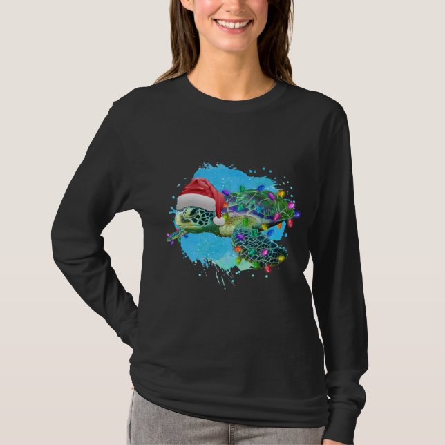 Weihnachtsmeerschildkröte mit Weihnachtsmannmütze  T-Shirt (Vorderseite)