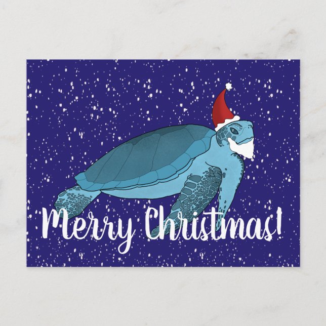 Weihnachtsmeerschildkröte Postkarte (Vorderseite)