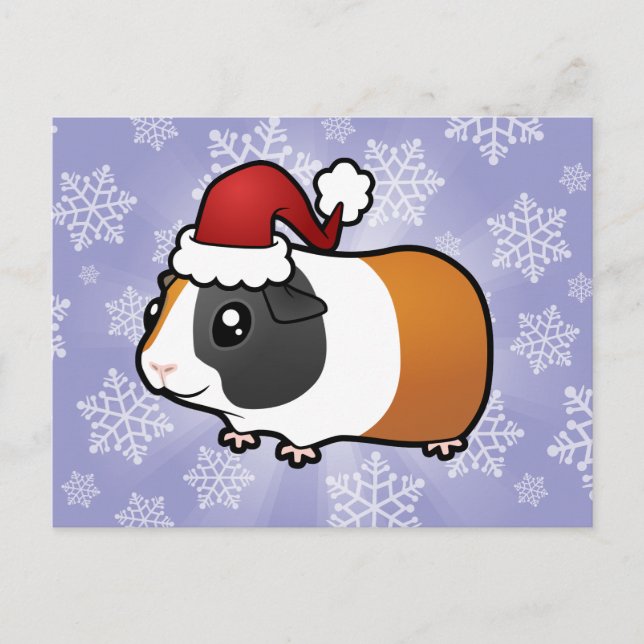 Weihnachtsmeerschweinchen (glattes Haar) Feiertagspostkarte (Vorderseite)