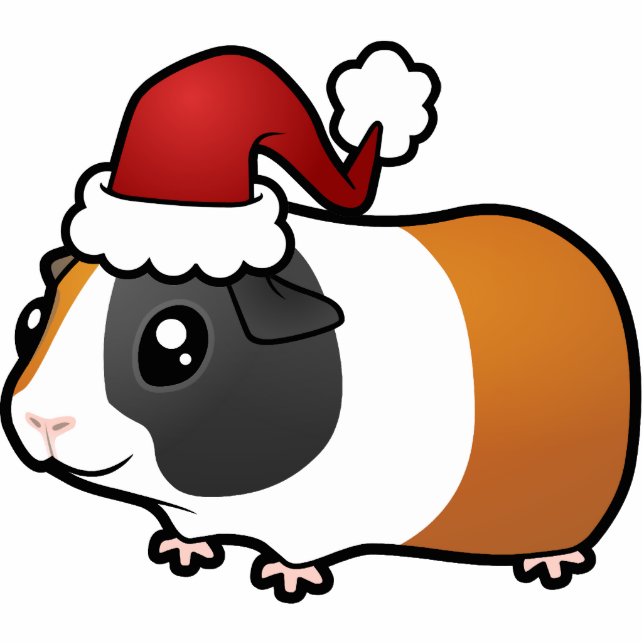 Weihnachtsmeerschweinchen (glattes Haar) Fotoskulptur Ornament (Vorne)