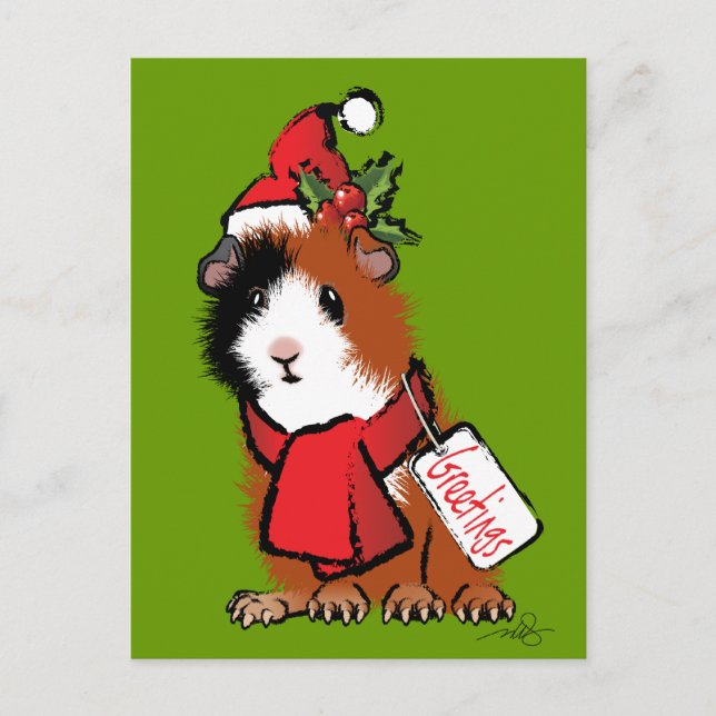 Weihnachtsmeerschweinchen-Gruß Feiertagspostkarte (Vorderseite)