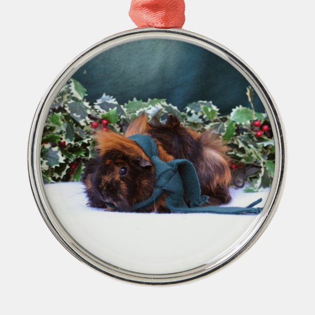 Weihnachtsmeerschweinchen-Verzierung Ornament Aus Metall (Vorne)