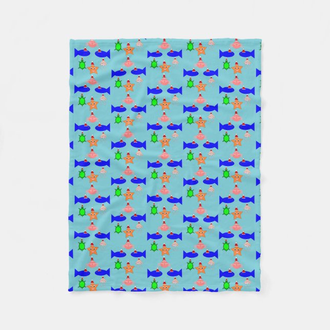 Weihnachtsmeerwesen Fleecedecke (Vorderseite)