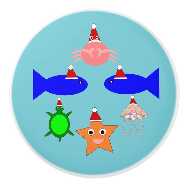Weihnachtsmeerwesen Keramikknauf (Vorderseite)