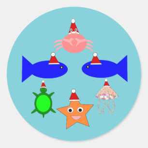 Weihnachtsmeerwesen Runder Aufkleber