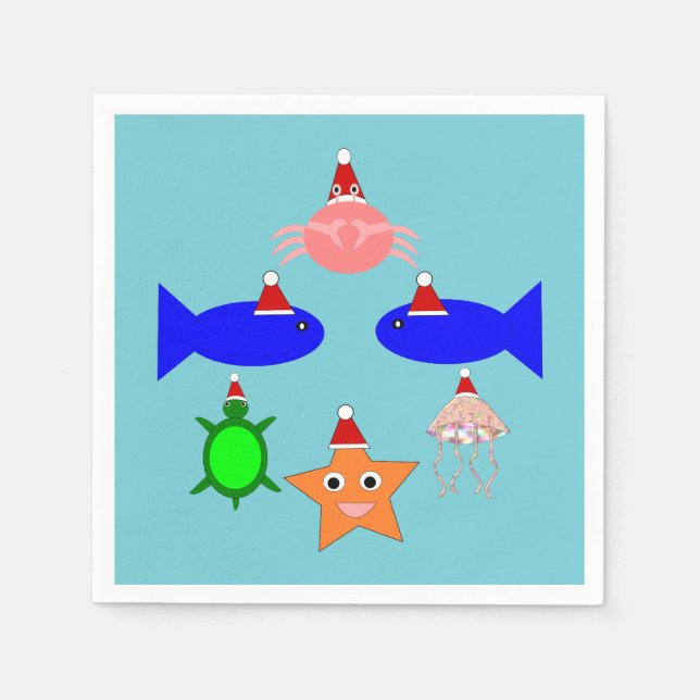 Weihnachtsmeerwesen Serviette (Vorderseite)