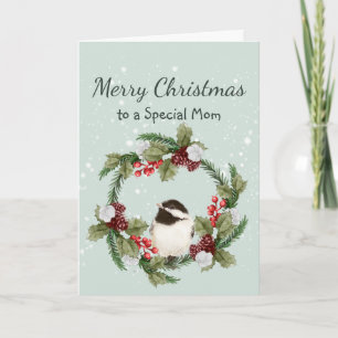 Weihnachtsmeise-Vogel-Aquarell-Mutter Karte