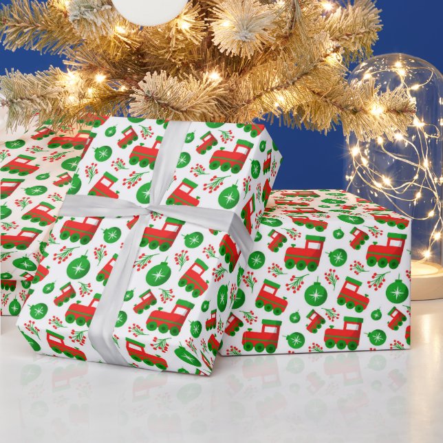 Weihnachtsmeisterin Holly Berries Ornament Pattern Geschenkpapier (Feiertage)