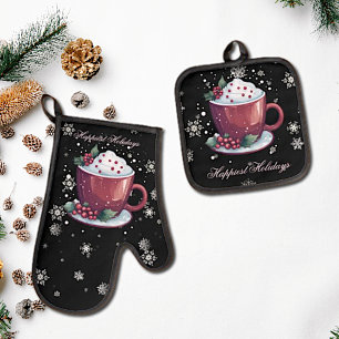 Weihnachtsmeisterschaft der heißen Schokolade Ofenhandschuh & Topflappen-Set