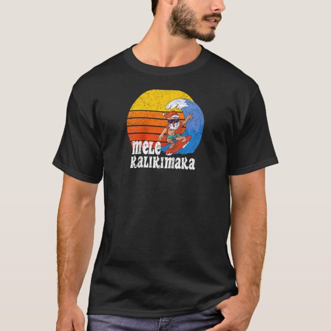 Weihnachtsmele Kalikimaka Surfing Santa Hawaiian R T-Shirt (Vorderseite)