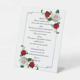 Weihnachtsmenü "Red & White Roses" Sockelschild