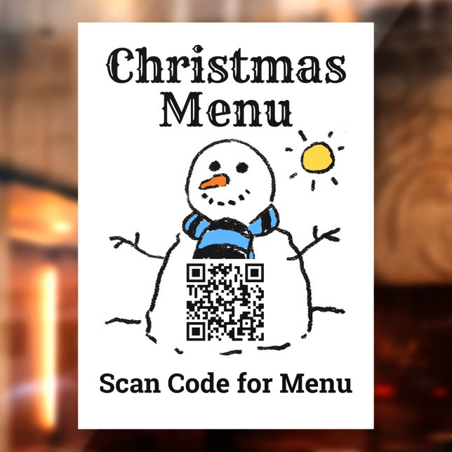 Weihnachtsmenü Snowman mit QR Code Fensteraufkleber (Von Creator hochgeladen)