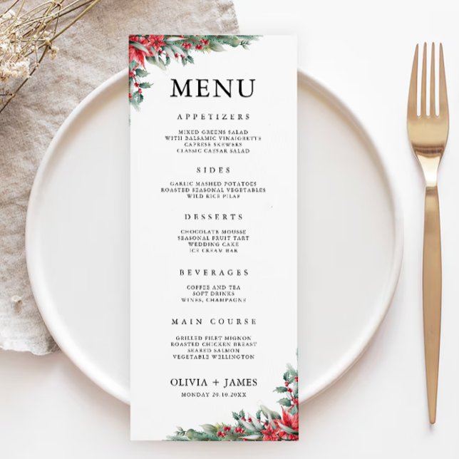 Weihnachtsmenükarten Vorlage (Christmas Wedding Menu Cards Template)