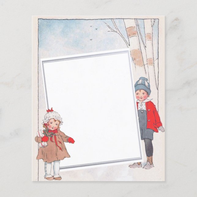 Weihnachtsmerkmal für Karten für Vintage Kinder (Vorderseite)