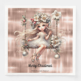 Weihnachtsmesse auf Sparkle Rose Gold Hintergrund Serviette