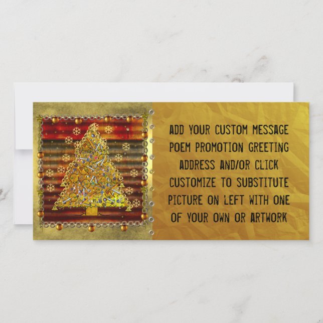 Weihnachtsmetallbaum Feiertagskarte (Vorderseite)