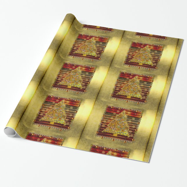 Weihnachtsmetallbaum Geschenkpapier (Ungerollt)