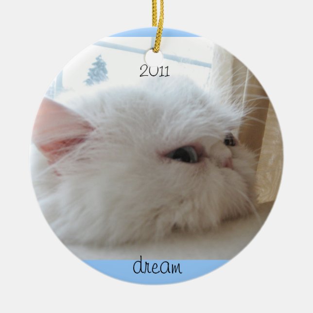 WeihnachtsMiezekatze-Traum 2011 Keramikornament (Vorne)