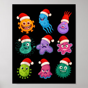 Weihnachtsmikrobiologie Bakterien Santa Wissenscha Poster