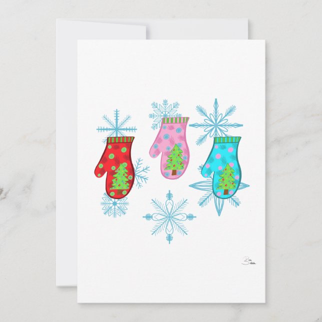 Weihnachtsmilben_weiß Ferienkarte Feiertagskarte (Vorderseite)
