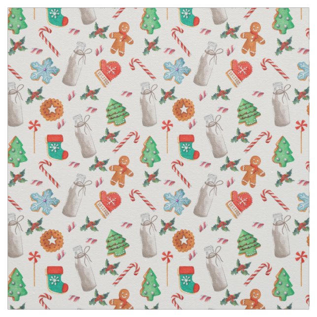 Weihnachtsmilch und Cookies Stoff (Muster)