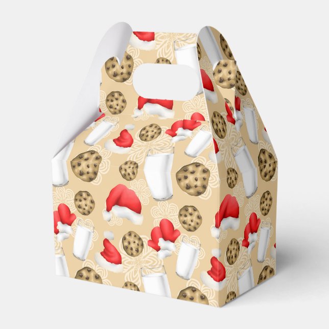 Weihnachtsmilch und Kekse Party gekachelt Muster Geschenkschachtel (Vorderseite)