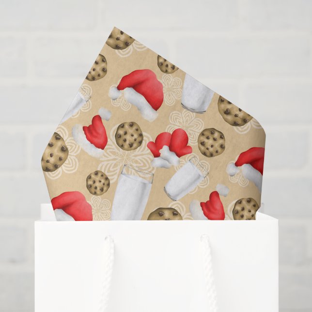 Weihnachtsmilch und Kekse Party gekachelt Muster Seidenpapier (Geschenktüte)
