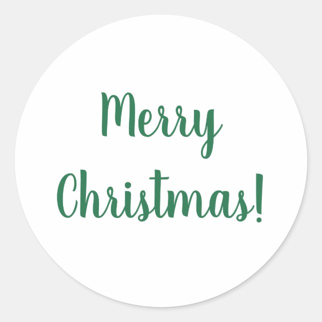 Weihnachtsminimale Grün- und Weißtypografie Runder Aufkleber (Vorderseite)