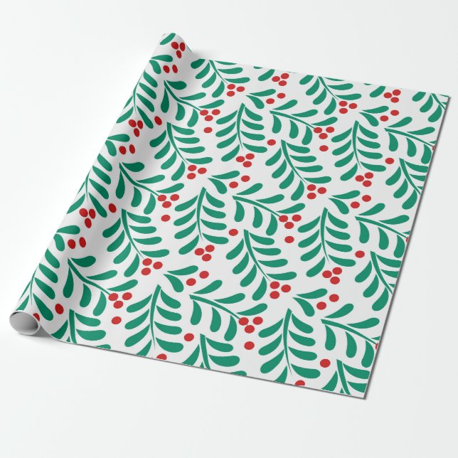 Weihnachtsmistel berriespattern Wrapping Paper Geschenkpapier (Ungerollt)